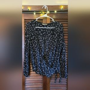 Women's Black with white floral shirt